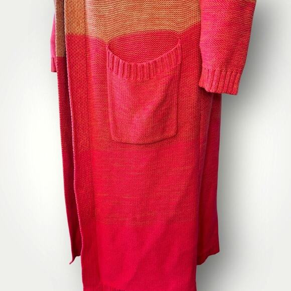 Torrid Long Open Cardigan Duster Sweater Long Sleeves Slouchy Size L Pink Ombre - Picture 8 of 15